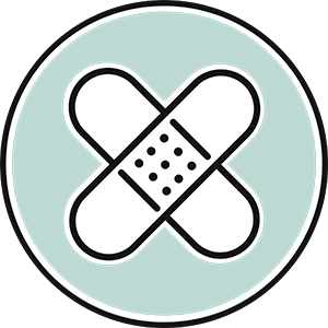 Icon grün mit zwei überkreuzten Pflaster